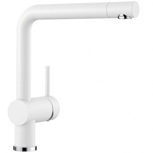 Bateria kuchenna Blanco Linus Silgranit-Look biała elegancka nowoczesna bateria stojąca do zlewu duży zakres obrotu wylewki