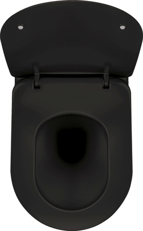 Miska WC wisząca ceramiczna Deante Peonia czarna miska bezkołnierzowa ułatwiająca utrzymanie czystości i higieny deska wolnoopadająca slim