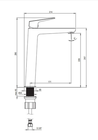 Bateria umywalkowa wysoka Deante Blur chrom aerator napowietrzający strumień