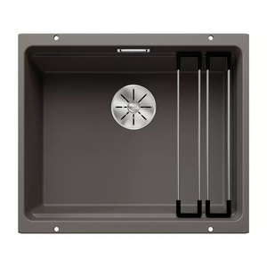 Zlewozmywak Blanco Etagon 500-U Silgranit wulkaniczny szary zlew podwieszany jednokomorowy z odpływem InFino szyny ze stali szlachetnej
