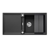 Zlewozmywak Blanco Adira XL 6 S-F Silgranit antracyt zlew wpuszczany w blat jednokomorowy z odpływem InFino odwracalny korek automatyczny mata stalowa składana
