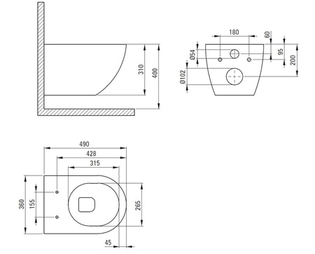 Miska WC wisząca ceramiczna Deante Jasmin biała miska bezkołnierzowa ułatwiająca utrzymanie czystości i higieny deska wolnoopadająca