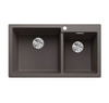 Zlewozmywak Blanco Pleon 9 Silgranit wulkaniczny szary lewa zlew wpuszczany w blat dwukomorowy z odpływem InFino o ponadczasowym eleganckim kształcie