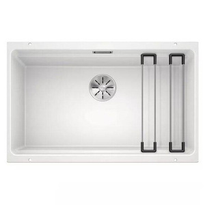 Zlewozmywak Blanco Etagon 700-U Silgranit biały zlew podwieszany jednokomorowy z odpływem InFino szyny ze stali szlachetnej