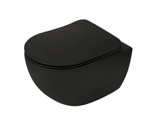 Miska WC wisząca ceramiczna Deante Peonia czarna miska bezkołnierzowa ułatwiająca utrzymanie czystości i higieny deska wolnoopadająca slim