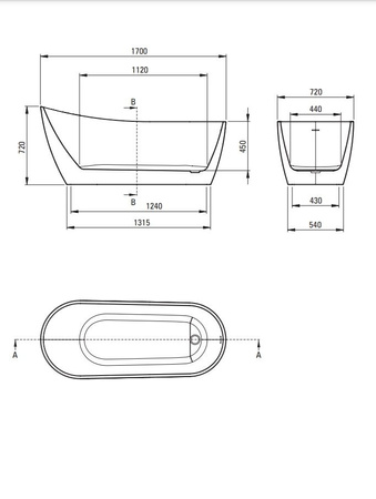 Wanna wolnostojąca asymetryczna Deante Arnika 170 cm biała wykonanie z trwałego materiału akrylowego syfon z korkiem click-clack