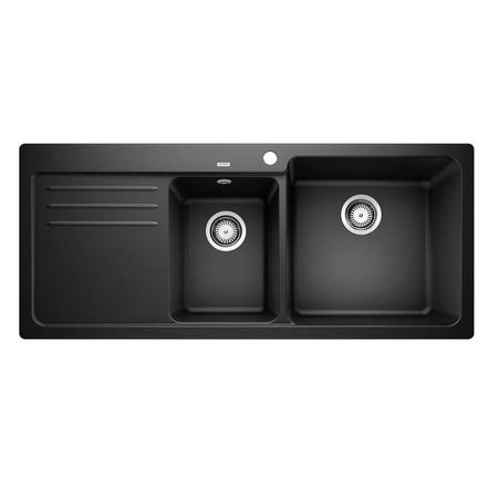 Zlewozmywak Blanco Naya 8 S Silgranit czarny zlew wpuszczany w blat dwukomorowy prawa wyważona i nowoczesna linia