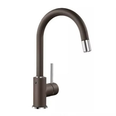 Bateria kuchenna Blanco Mida-S Silgranit-Look kawowa bateria z wyciąganą wylewką szczególnie polecana do kompaktowych zlewozmywaków