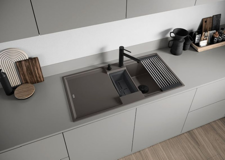 Bateria kuchenna Blanco Alta-S II czarny mat bateria z wyciąganą wylewką z dwoma rodzajami strumienia