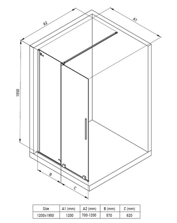 Ścianka prysznicowa walk-in Deante Prizma 120 cm złota przesuwna ścianka prysznicowa z powłoką hydrofobową system modułowy