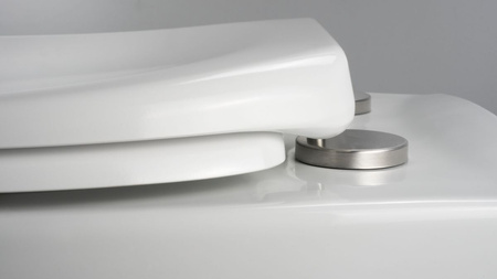 Miska WC wisząca ceramiczna Deante Boro biała miska bezkołnierzowa ułatwiająca utrzymanie czystości i higieny deska wolnoopadająca