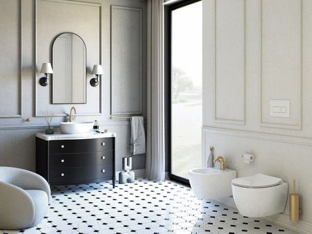 Miska WC wisząca ceramiczna Deante Silia biała miska bezkołnierzowa ułatwiająca utrzymanie czystości i higieny deska wolnoopadająca