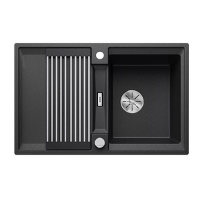 Zlewozmywak Blanco Adira 45 S Silgranit antracyt zlew wpuszczany w blat jednokomorowy z odpływem InFino odwracalny korek automatyczny mata stalowa składana