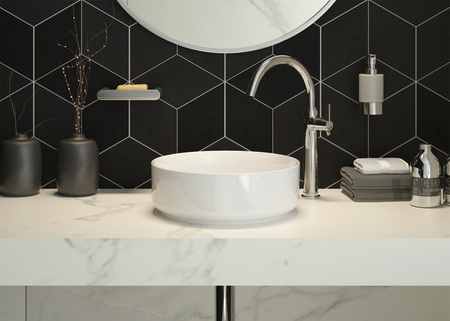 Umywalka nablatowa ceramiczna Deante Silia biała okrągła umywalka wykonana z wytrzymałej ceramiki powłoka antybakteryjna