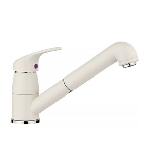 Bateria kuchenna Blanco Daras-S Silgranit-Look delikatny biały z wyciąganą wylewką ponadczasowa klasyczna bateria kuchenna