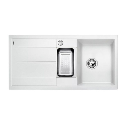 Zlewozmywak Blanco Metra 6 S Silgranit biały zlew wpuszczany w blat 1,5-komorowy odwracalny korek automatyczny odsączarka stalowa nowy prosty kształt