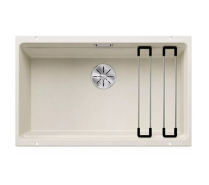 Zlewozmywak Blanco Etagon 700-U Silgranit delikatny biały zlew podwieszany jednokomorowy z odpływem InFino szyny ze stali szlachetnej