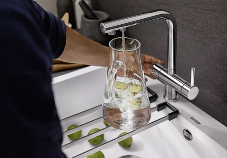 Bateria kuchenna Blanco Fontas-S II stalowa funkcjonalna bateria z praktyczną wyciąganą wylewką i podłączeniem do filtra wody