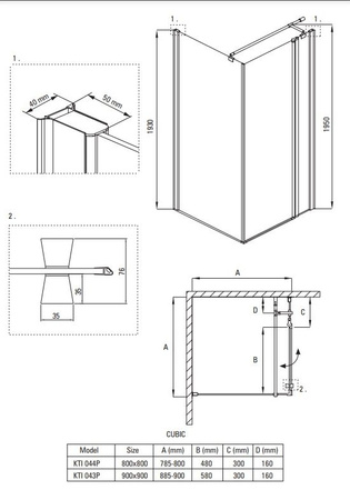 Kabina prysznicowa kwadratowa Deante Cubic 80x80 cm chrom uniwersalna kabina wytrzymałe szkło hartowane z powłoką hydrofobową