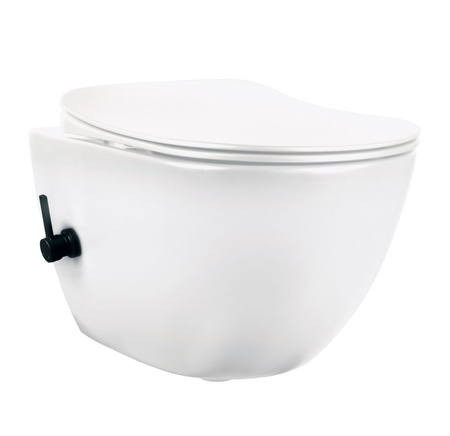 Miska WC wisząca ceramiczna z funkcją bidetu Deante Peonia biała miska bezkołnierzowa ułatwiająca utrzymanie czystości i higieny deska wolnoopadająca slim
